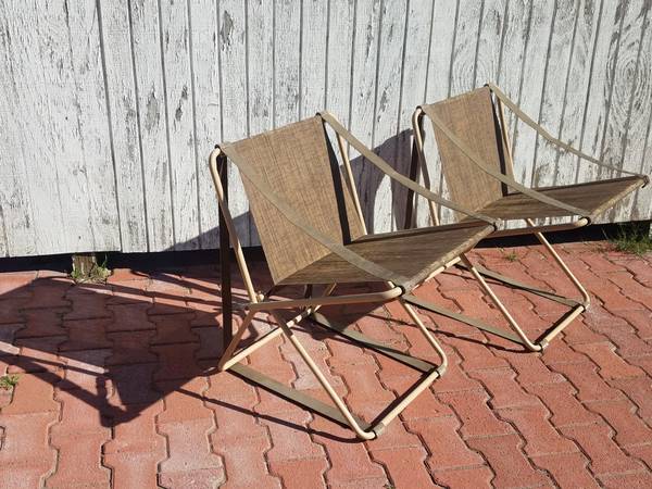 RARE Brown Jordan Folding Cricket Chairs designed by Henry Glass.