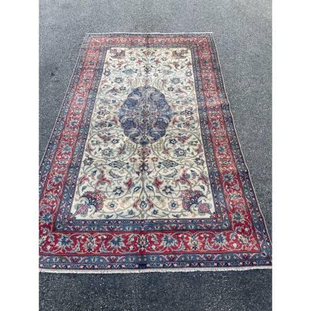 Antique Hand Knotted Wool Persian Wool Kashan Area Rug 6′ x 10’3