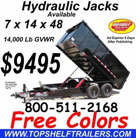 2023 LIME GREEN DUMP TRAILER 7 x 14 x 48 Save And Buy Factory Direct