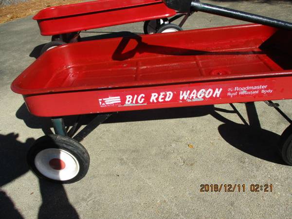 2 Red Wagons for Children Made of Steel About 34 inches Long