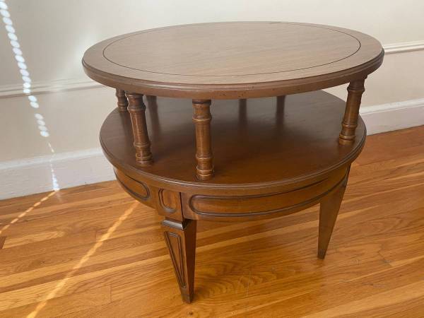 Mersman Walnut Tiered Side Pedestal Table Mid Century Modern MCM