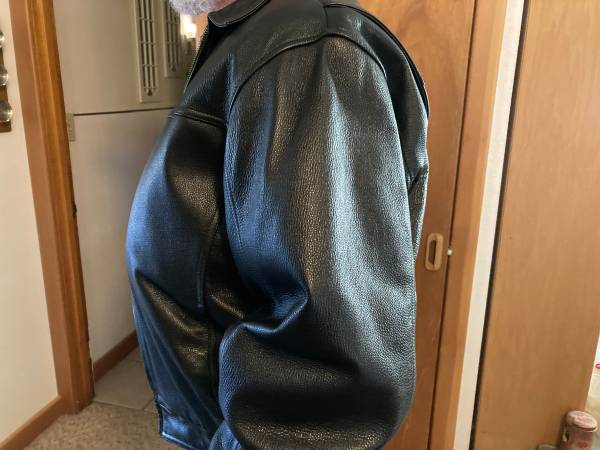 Black Leather Winter Coat Large