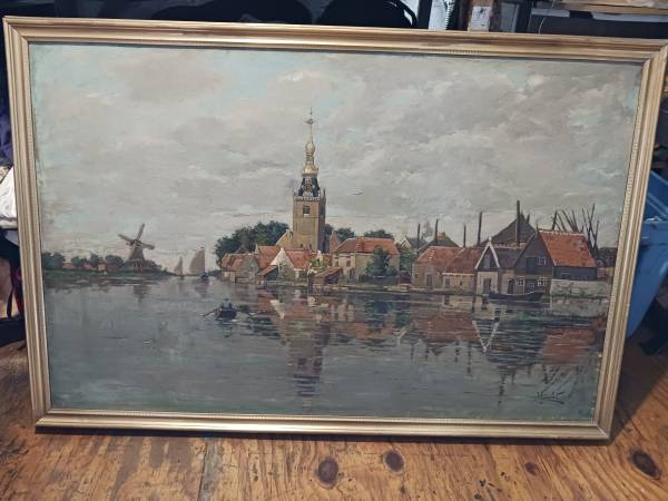 PAINTING Antique European Original Oil. From Belgium