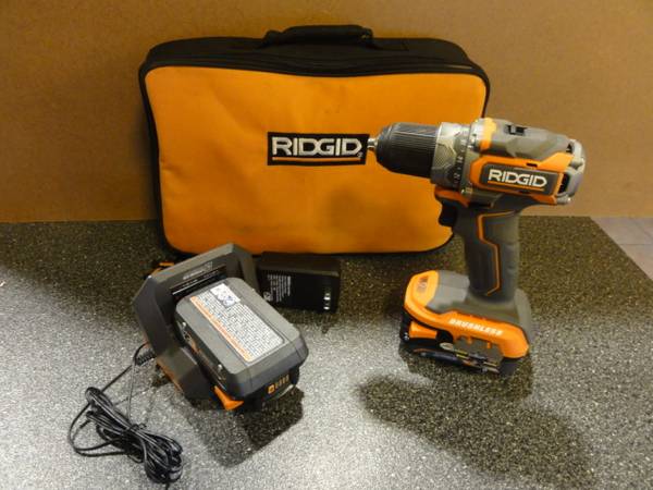 Ridgid 1/2″ Brushless Compact Drill Kit, 2 Batt, Bag