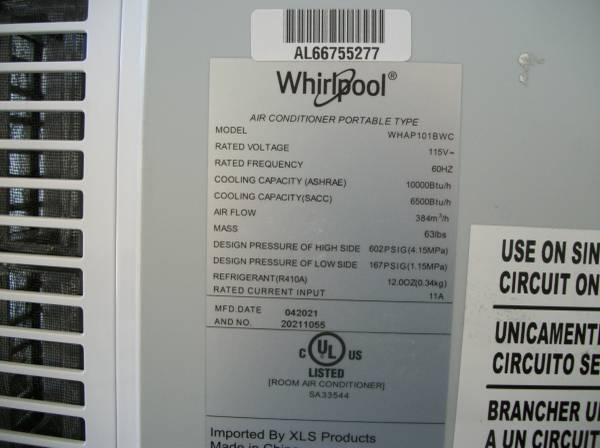 portable A/C unit/ Whirlpool