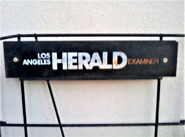 The Los Angeles HERALD EXAMINER NEWSPAPER STAND last used in 1989