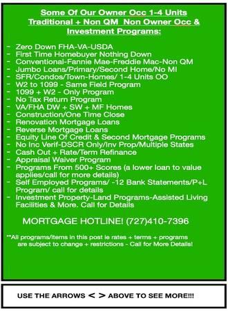 Need A Mortgage? 0 Down-1st Time Buyer-Refi-Home Imp-Self Emp+ More