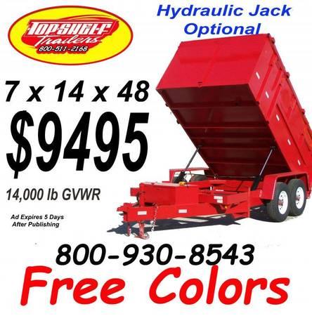 2023 LIME GREEN DUMP TRAILER 7 x 14 x 48 Save And Buy Factory Direct