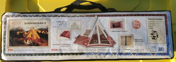 NEW Carry Bag Wenzel Shenanigan 5 Tee Pee Style Tent Adj. Center Pole