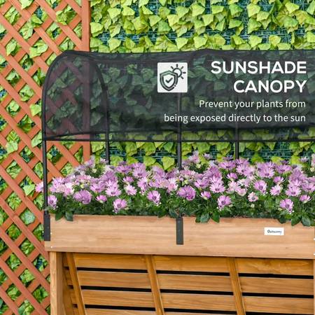 Beautiful Raised Elevated Garden Bed Planters with Shade Canopy