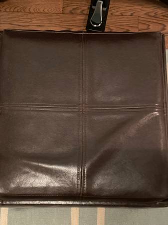 Brown leather ottomans with storage for sale