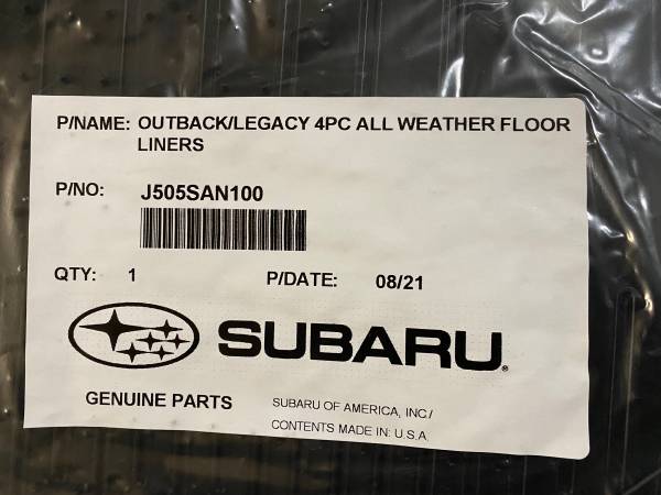 Subaru Outback/Legacy all weather floor mats