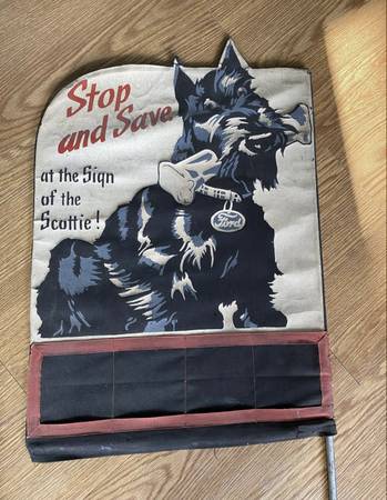 1936 Ford Scotty Dog Canvas Sign