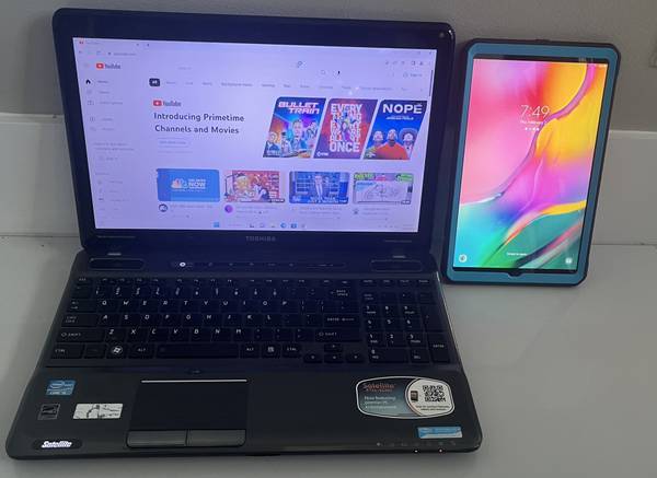 Selling Together, Toshiba, Laptop, And Samsung Galaxy Tablet