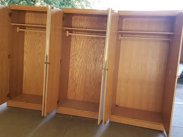 Nice Sturdy Oak Wood Storage Closet Lockable Tools/Gun Cabinet