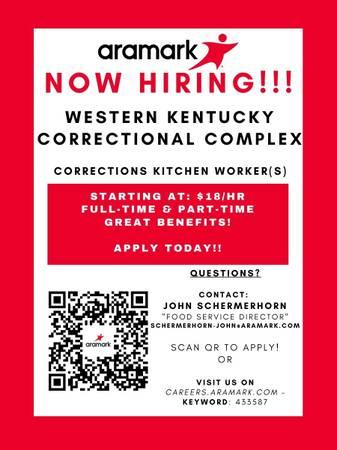 NOW HIRING – Western Kentucky Correctional Complex (Aramark)