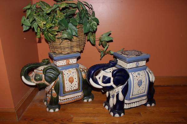 SET OF ELEPHANT PLANT STANDS- Ceramic