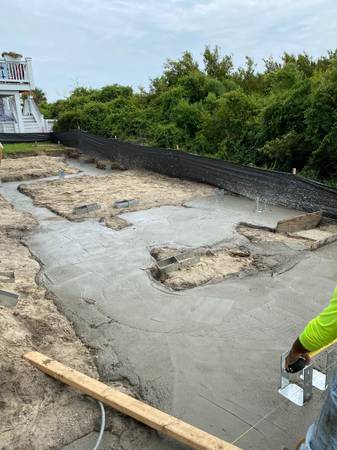 All concrete driveway, stamped concrete, pool deck, foundation,