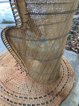 INCREDIBLY STUNNING Vintage Peacock Chair with original chair cushion