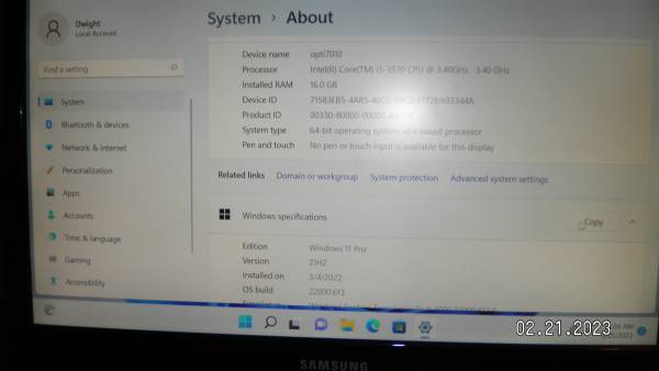 Dell Optiplex 7010/I5 3.4ghz/480Gb SSD/16Gb ram/Win11Pro