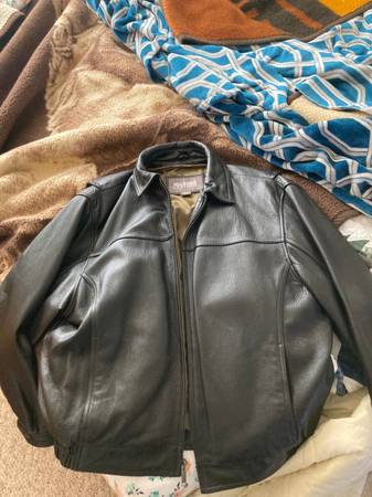 Black Leather Winter Coat Large