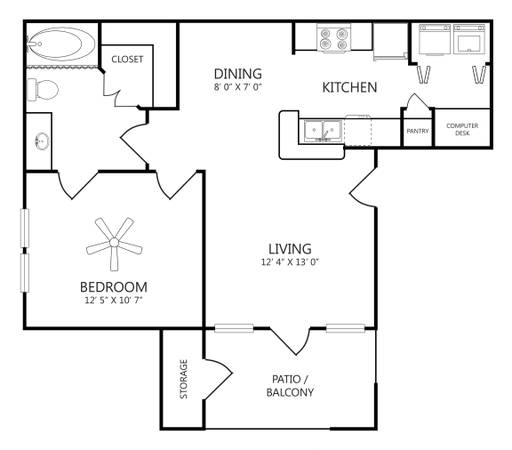 Hardwood Floors in Kitchen, Ceiling Fans, Business Center