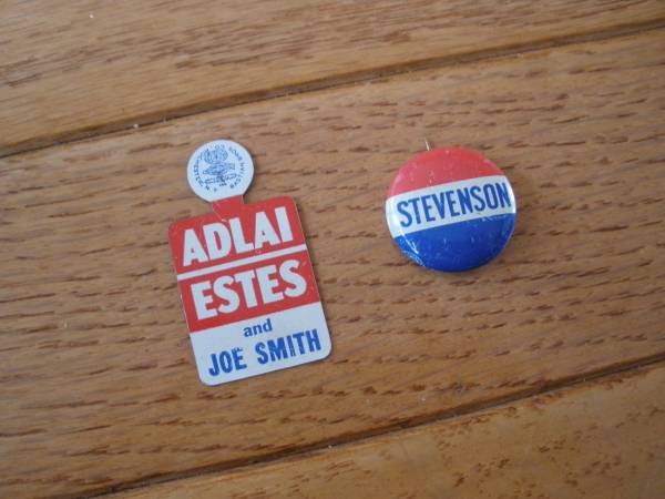 1952 STEVENSON PRESIDENTIAL CAMPAIGN PIN & 1956 STEVENSON LAPEL TAB