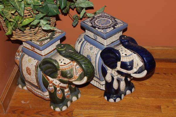 SET OF ELEPHANT PLANT STANDS- Ceramic