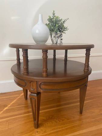 Mersman Walnut Tiered Side Pedestal Table Mid Century Modern MCM