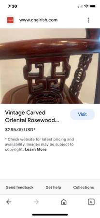 table, vintage, half moon, carved rosewood