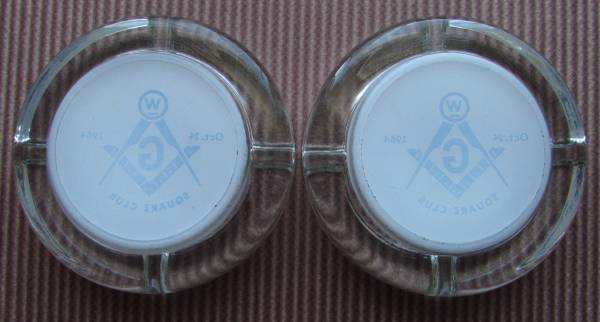 TWO 1964 MANSFIELD WESTINGHOUSE/MASONIC GLASS ASHTRAYS