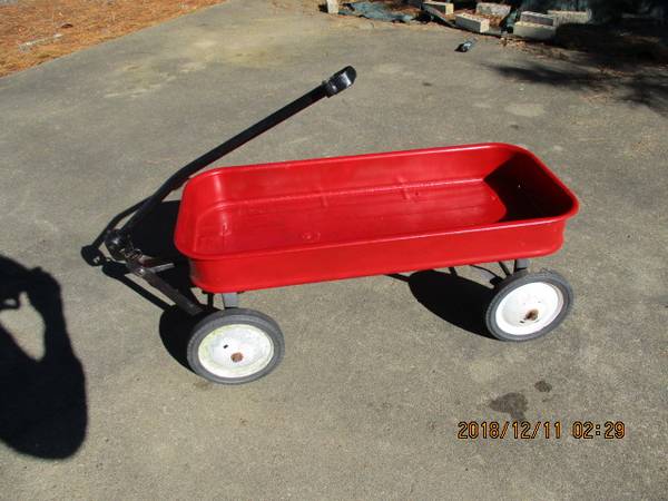 2 Red Wagons for Children Made of Steel About 34 inches Long