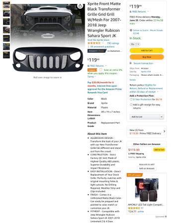 Jeep Wrangler JK Grill