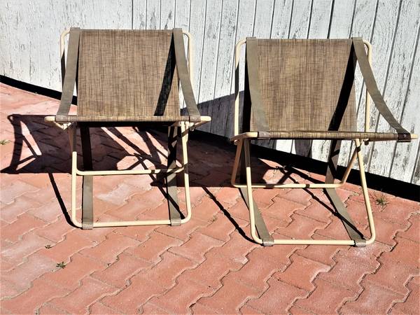 RARE Brown Jordan Folding Cricket Chairs designed by Henry Glass.