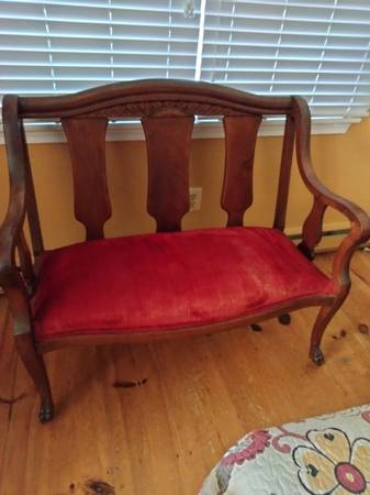 Antique 19th Century Carved French Settee/Loveseat Bench