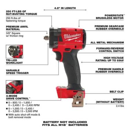 Milwaukee M18 FUEL GEN-3 18V Brushless 3/8” Impact Wrench – NEW IN BOX