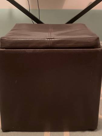 Brown leather ottomans with storage for sale