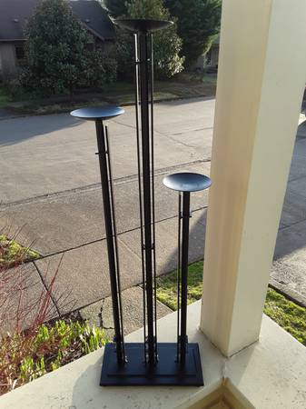 Black Wrought Iron Asymmetrical Candle Stand