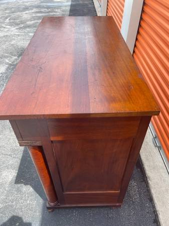 American Empire Crotch Mahogany Server Cabinet Lion Claw Feet front/