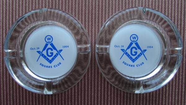 TWO 1964 MANSFIELD WESTINGHOUSE/MASONIC GLASS ASHTRAYS