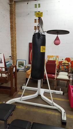 Boxing bag on heavy stand