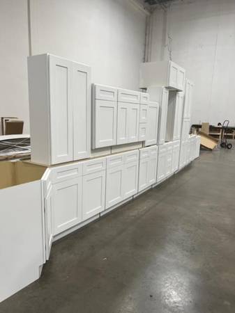 New Shaker White & Gray All Wood Kitchen Cabinets WHOLESALE