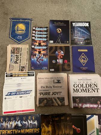 Golden State Warriors Package: Programs, Newspapers, Cheer Cards, Posters, Shirt