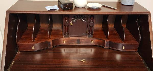 WINDSOR DESK: Secretary Desk Claw-in-Ball Mahogany Drop Front