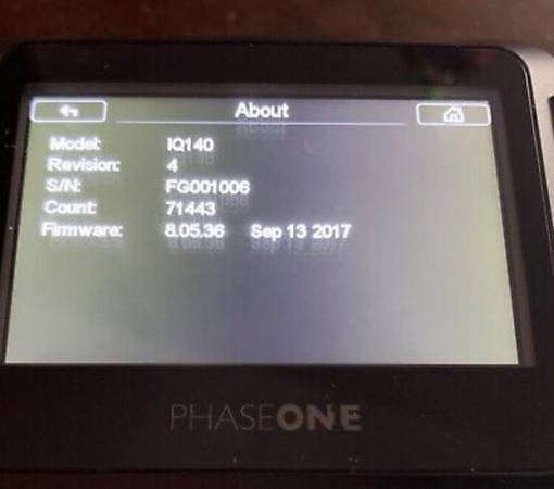 Phase One IQ140 (Digital Back with Battery and Charger – Only 71,443 Accuations