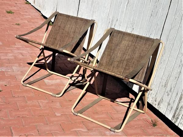 RARE Brown Jordan Folding Cricket Chairs designed by Henry Glass.