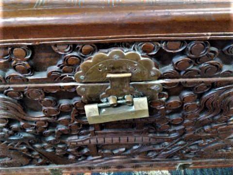 Antique Asian Carved Trunk-40″W x 20″D x 19″H