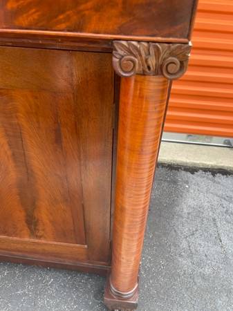 American Empire Crotch Mahogany Server Cabinet Lion Claw Feet front/