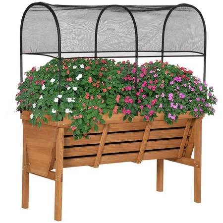 Beautiful Raised Elevated Garden Bed Planters with Shade Canopy