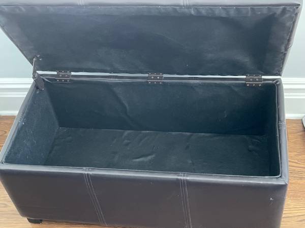 Brown leather ottomans with storage for sale